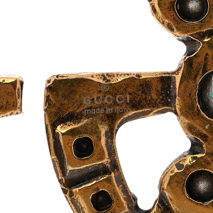Gucci Oxidized Metal Crystal Double G Bracelet Aged Gold Multicolor 4 of 4