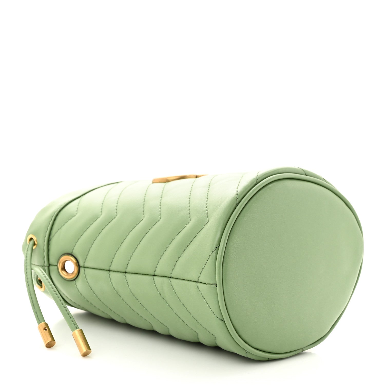 Gucci Calfskin Matelasse Chevron Mini GG Marmont 2.0 Bucket Bag Salamander Green 4 of 11