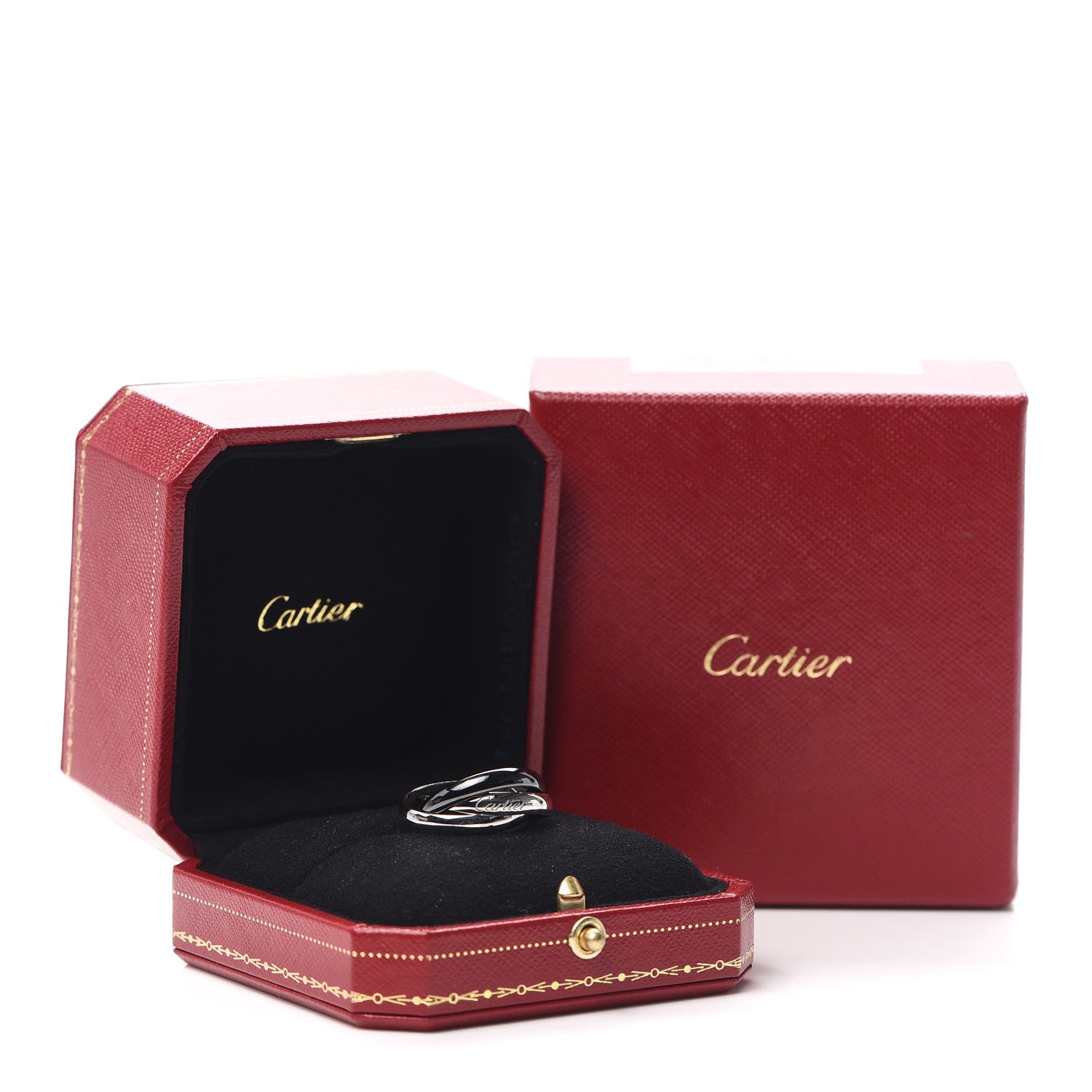 Cartier 18K White Gold Black Ceramic Trinity Ring 54 6.75 6 of 6