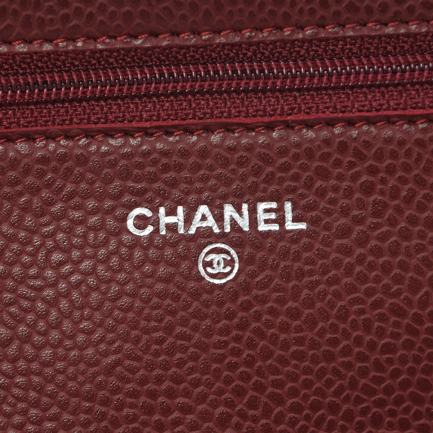 Caviar Quilted Wallet on Chain WOC Burgundy