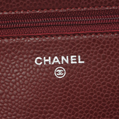 Chanel Caviar Quilted Wallet on Chain WOC Burgundy 6 of 8