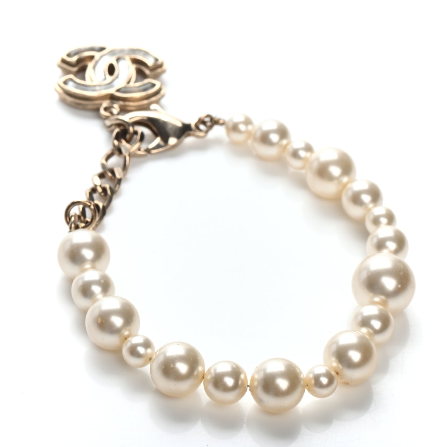 Pearl Enamel CC Bracelet Grey Gold