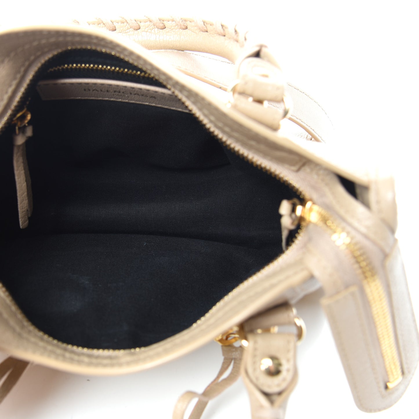 Chevre Gold Metallic Edge Hardware Mini City Beige Oryx