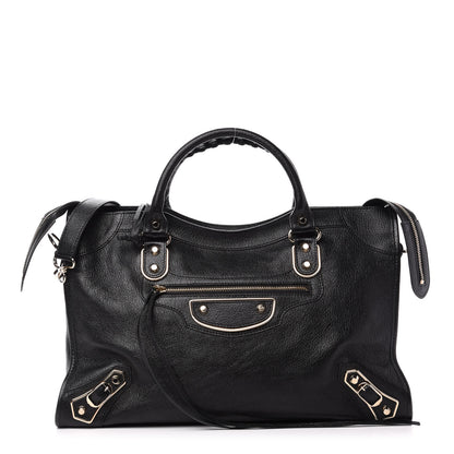 Balenciaga Chevre Gold Metallic Edge Hardware City Black 4 of 13