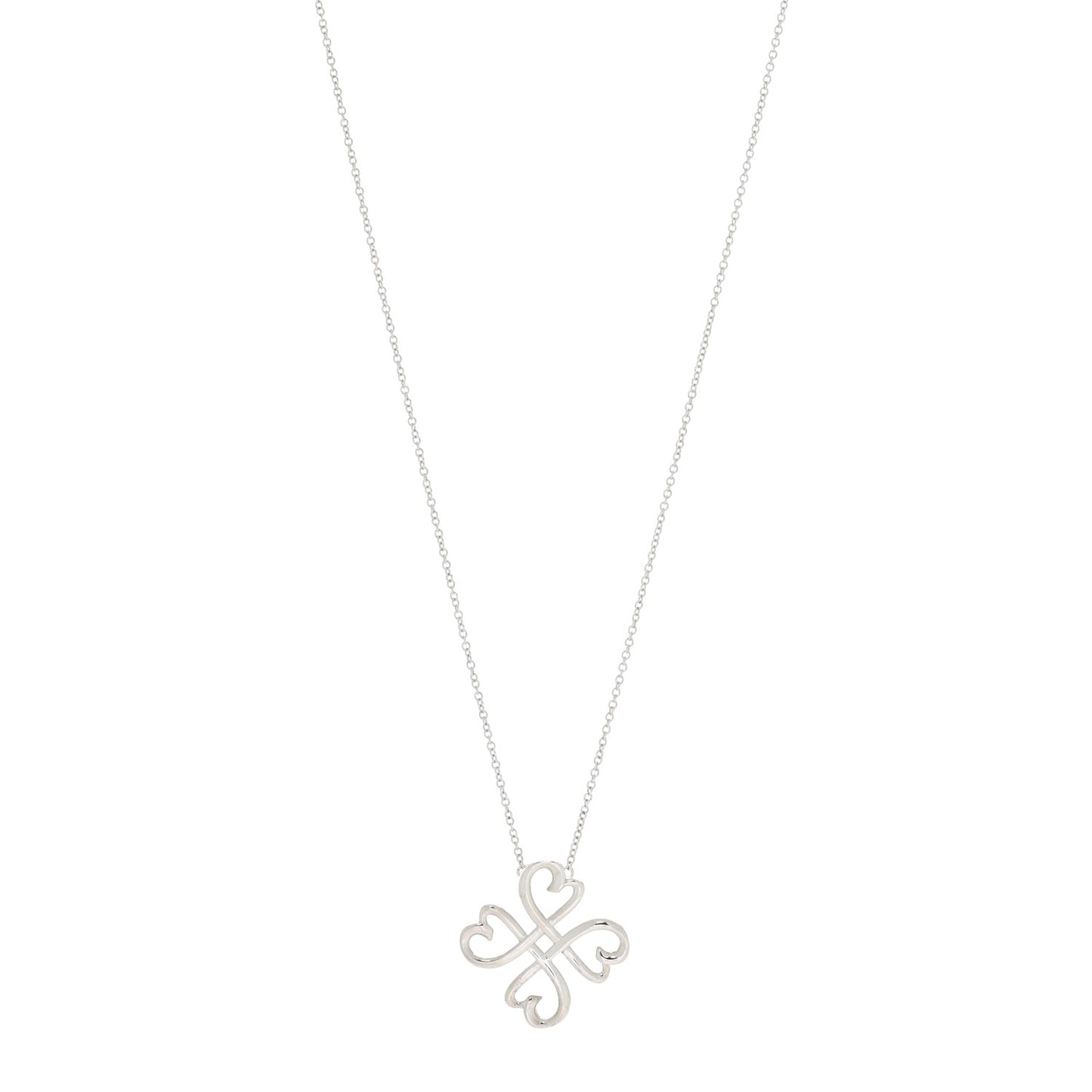Sterling Silver Loving Heart Clover Pendant Necklace