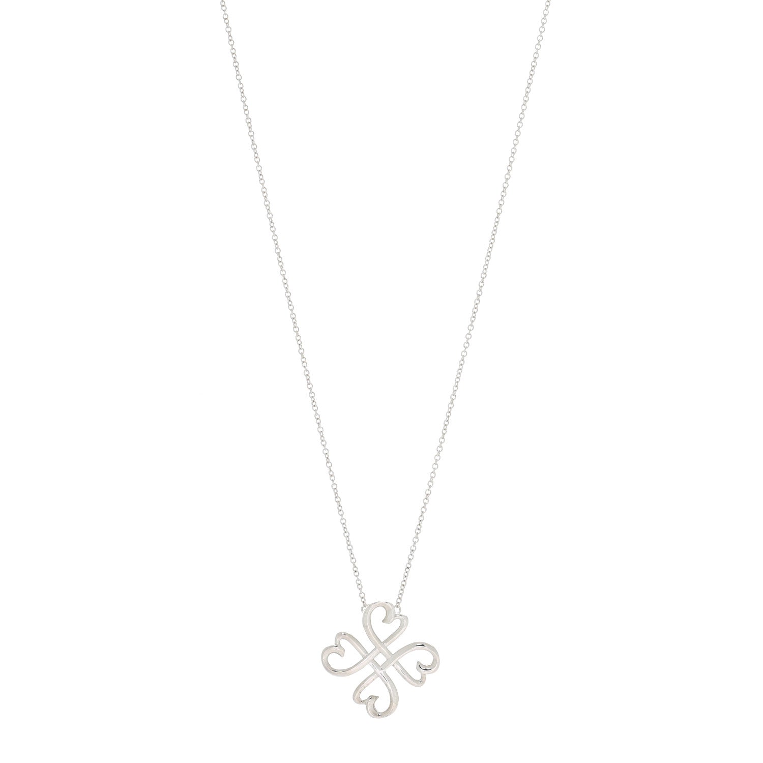 Tiffany Sterling Silver Loving Heart Clover Pendant Necklace 1 of 4
