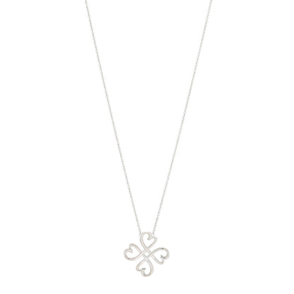 Tiffany Sterling Silver Loving Heart Clover Pendant Necklace 1 of 4