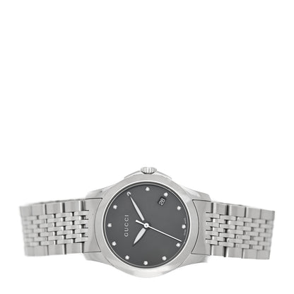 Gucci Stainless Steel Diamond Black Mother of Pearl 27mm G-Timeless Quartz Watch 2 of 5