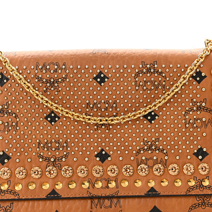 MCM Visetos Studded Chain Wallet Cognac 7 of 14