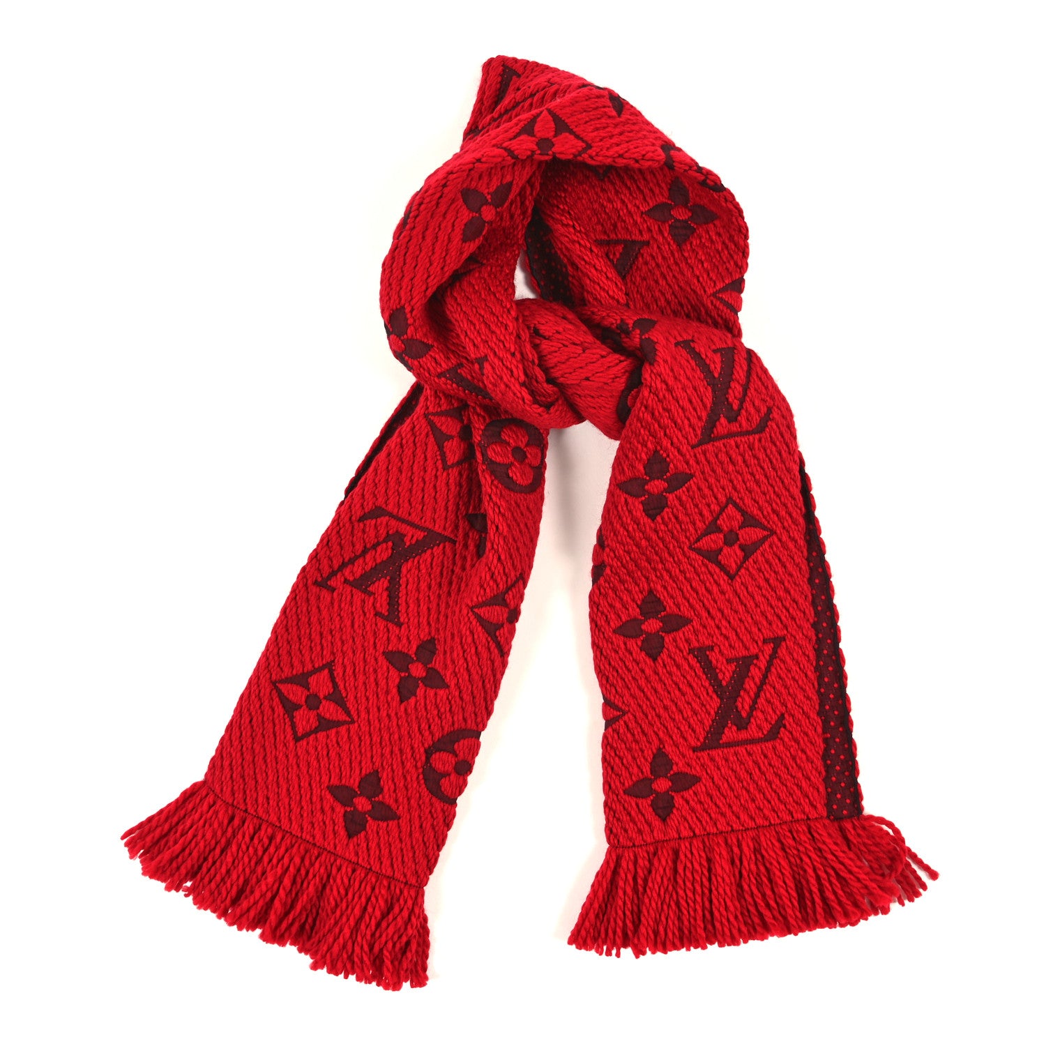 Louis Vuitton Wool Silk Logomania Scarf Rubis 1 of 3