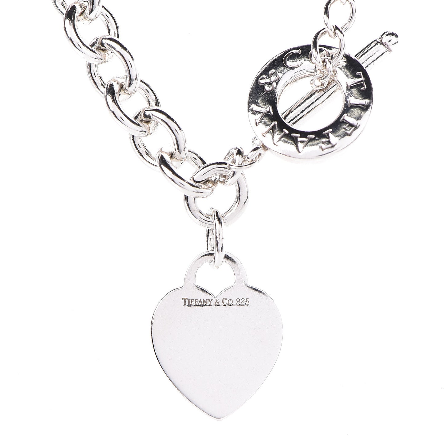 Sterling Silver Heart Tag Toggle Necklace