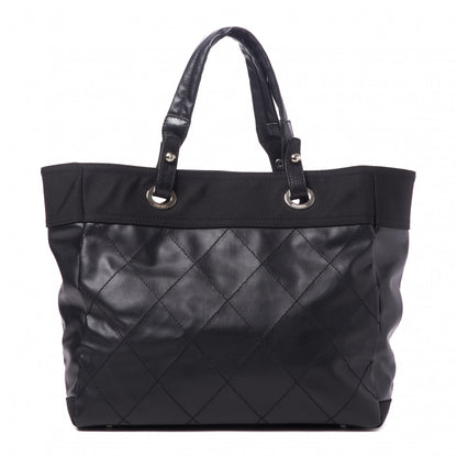 Chanel Coated Canvas Quilted Large Paris Biarritz Tote Black 1 of 9
