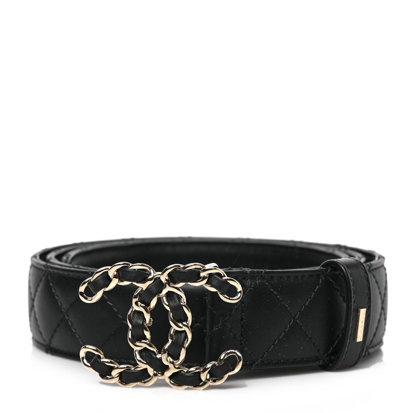Calfskin Quilted CC Chain Belt 95 38 Black