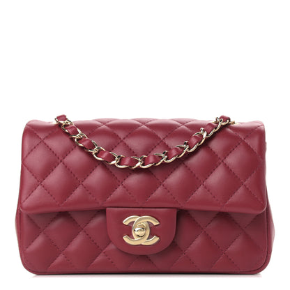 Chanel Lambskin Quilted Mini Rectangular Flap Burgundy 1 of 8