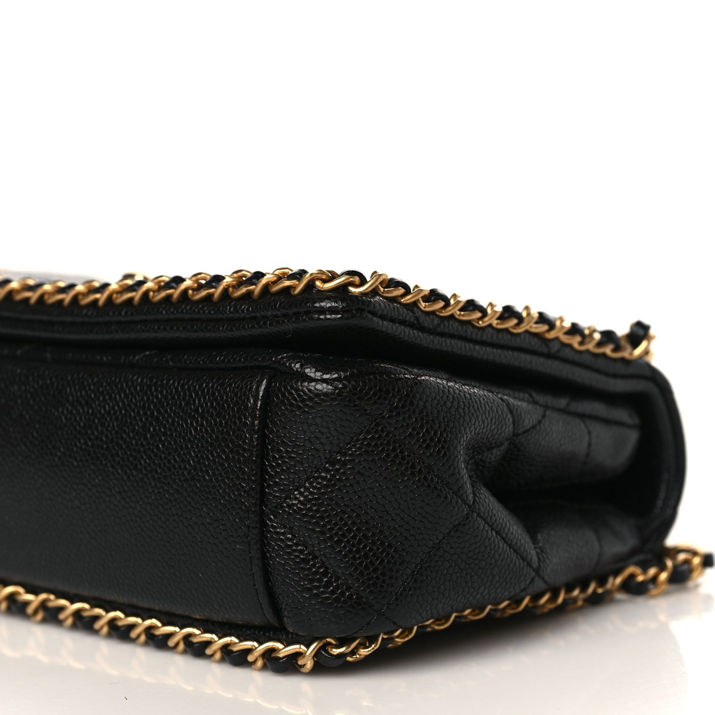 Caviar Quilted Mini Never Ending Chain Flap Black