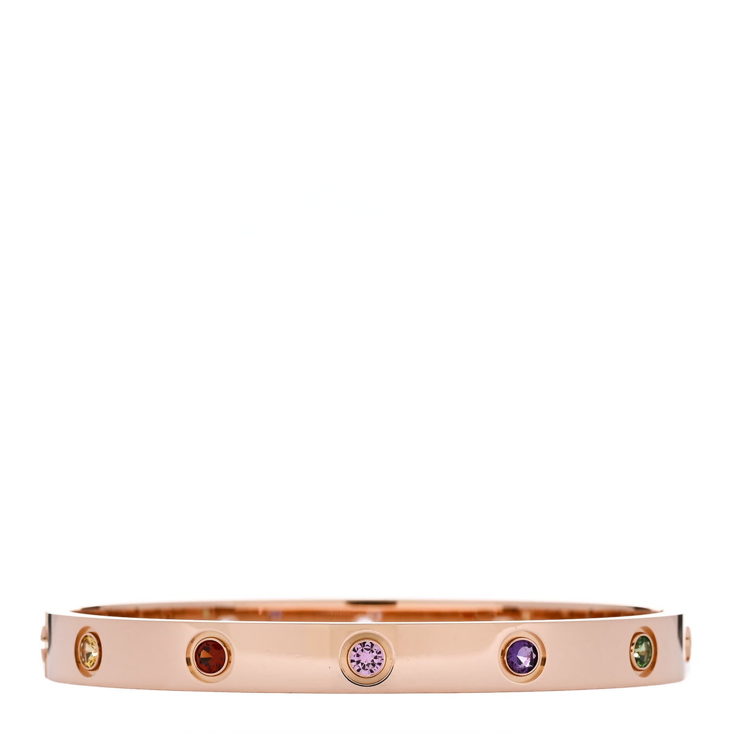 18K Pink Gold Sapphire Garnet Amethyst LOVE Bracelet 16
