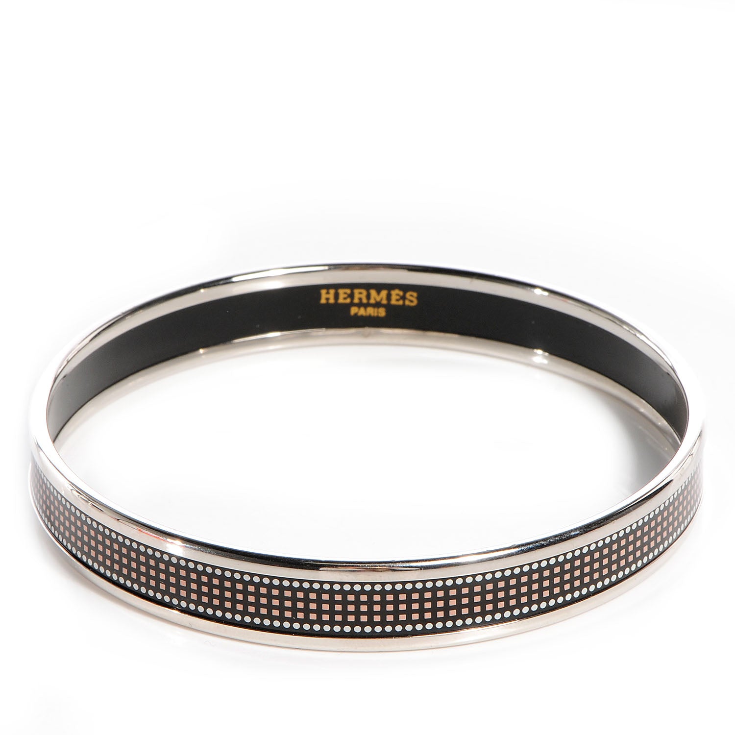 Hermes Enamel Printed Recherche H Narrow Bracelet 70 Black 1 of 6