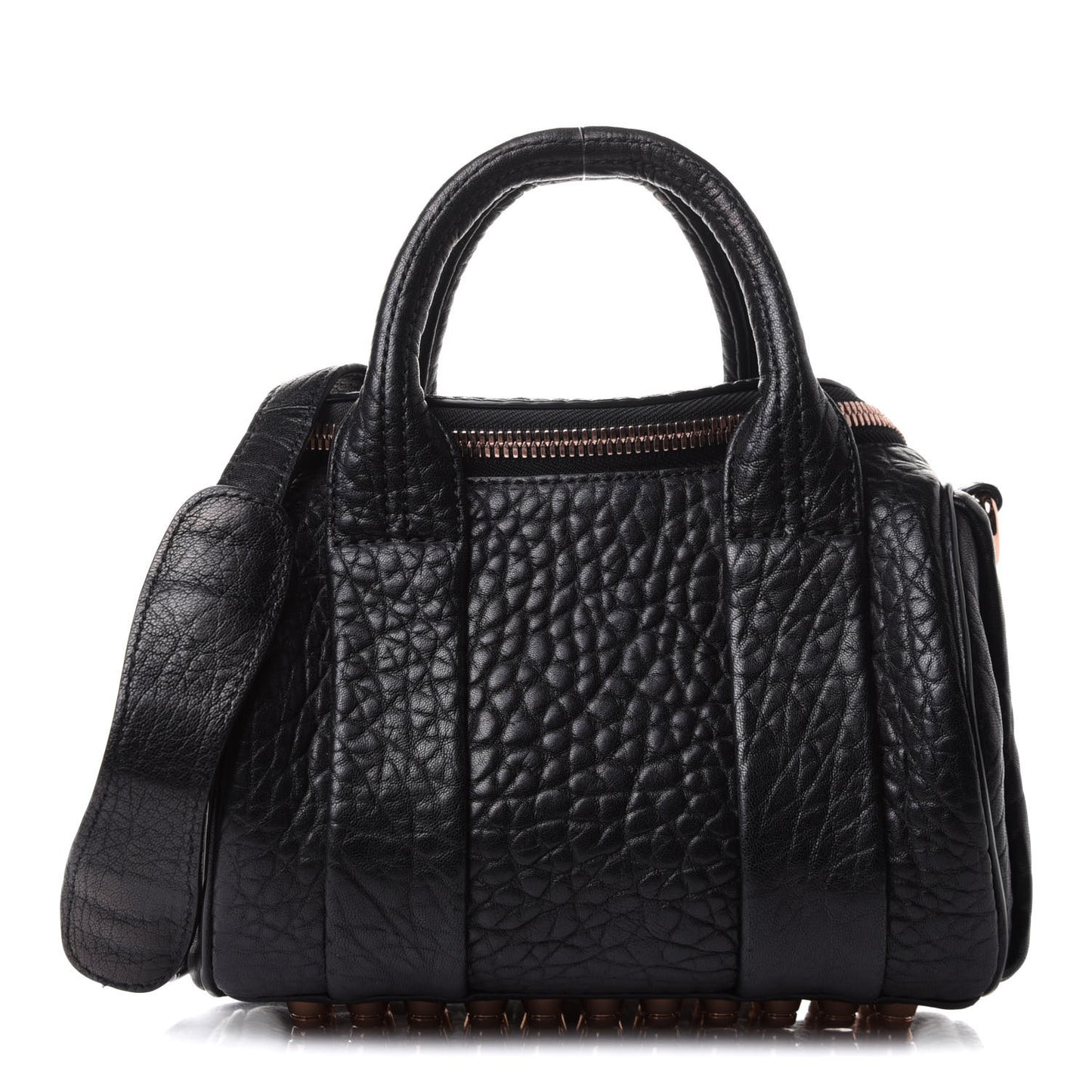 Pebbled Lambskin Mini Rockie Black Rose Gold Hardware