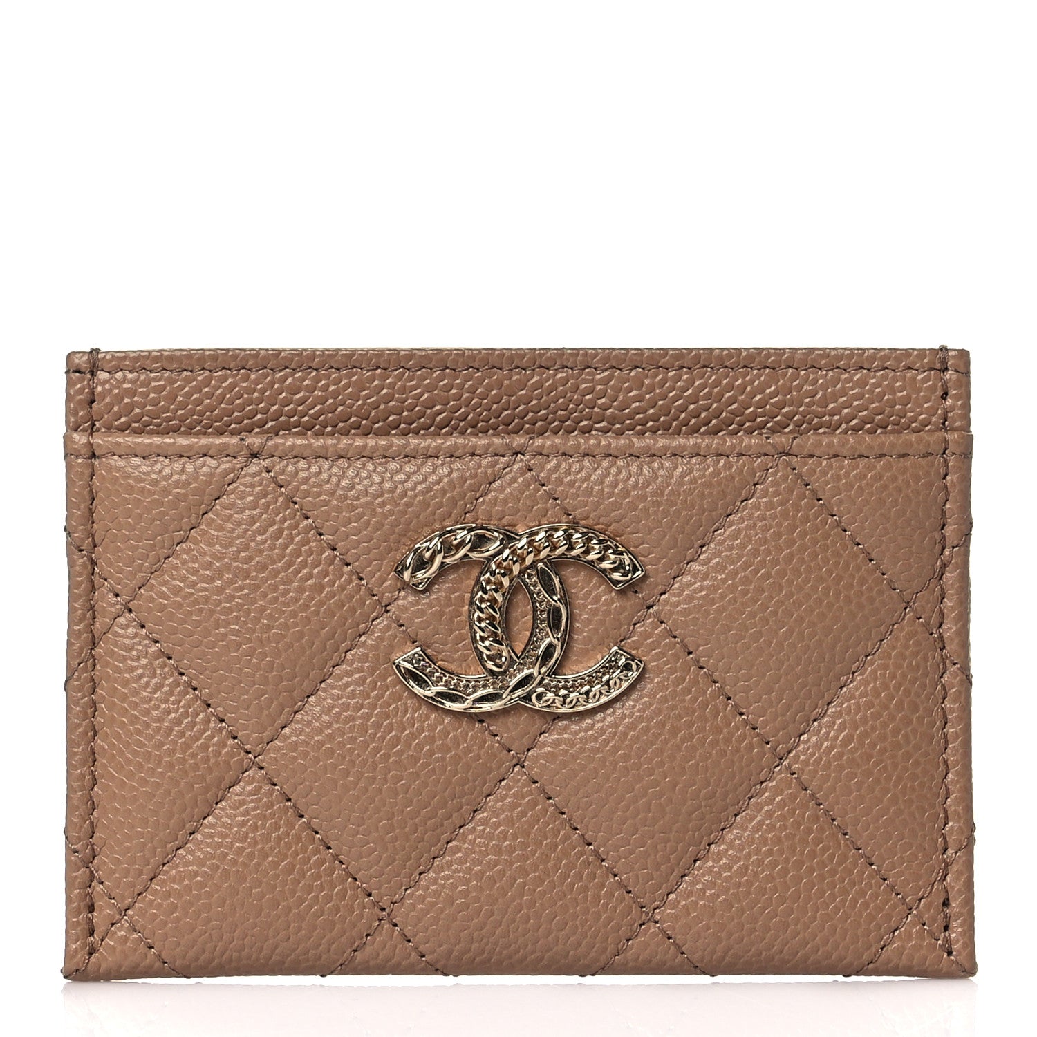 Chanel Caviar Quilted Multi Chain Card Holder Beige 1 of 10