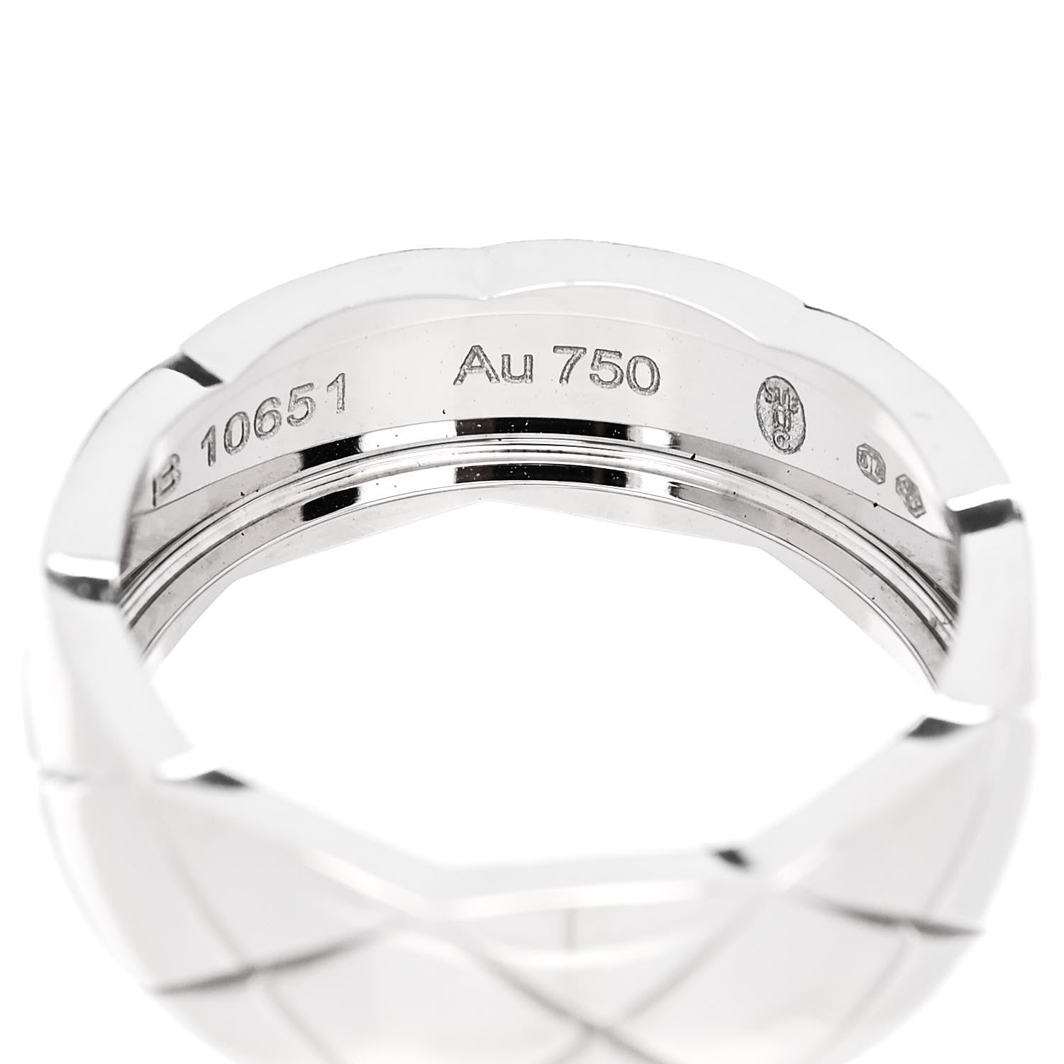 Chanel 18K White Gold Small Coco Crush Ring 52 6 5 of 6