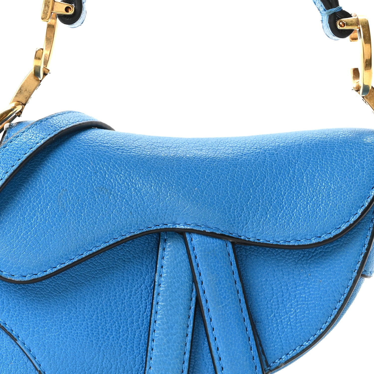 Christian Dior Goatskin Micro Saddle Bag With Strap Blue 8 of 10