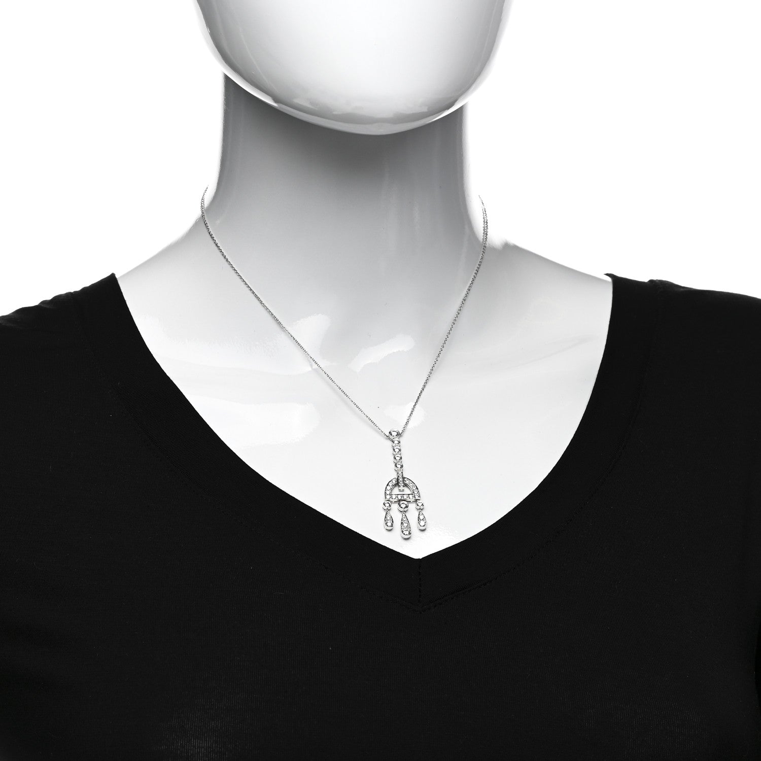 Tiffany Platinum Diamond Jazz Buckle Pendant Necklace 2 of 5