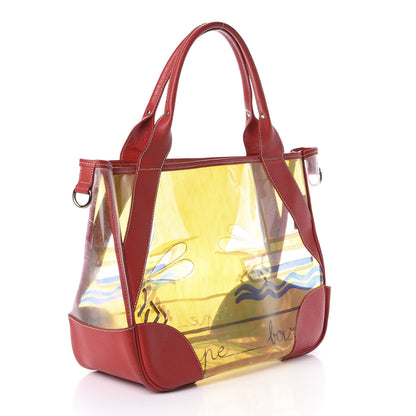 Prada Plexiglass Calfskin Tote Red 3 of 8