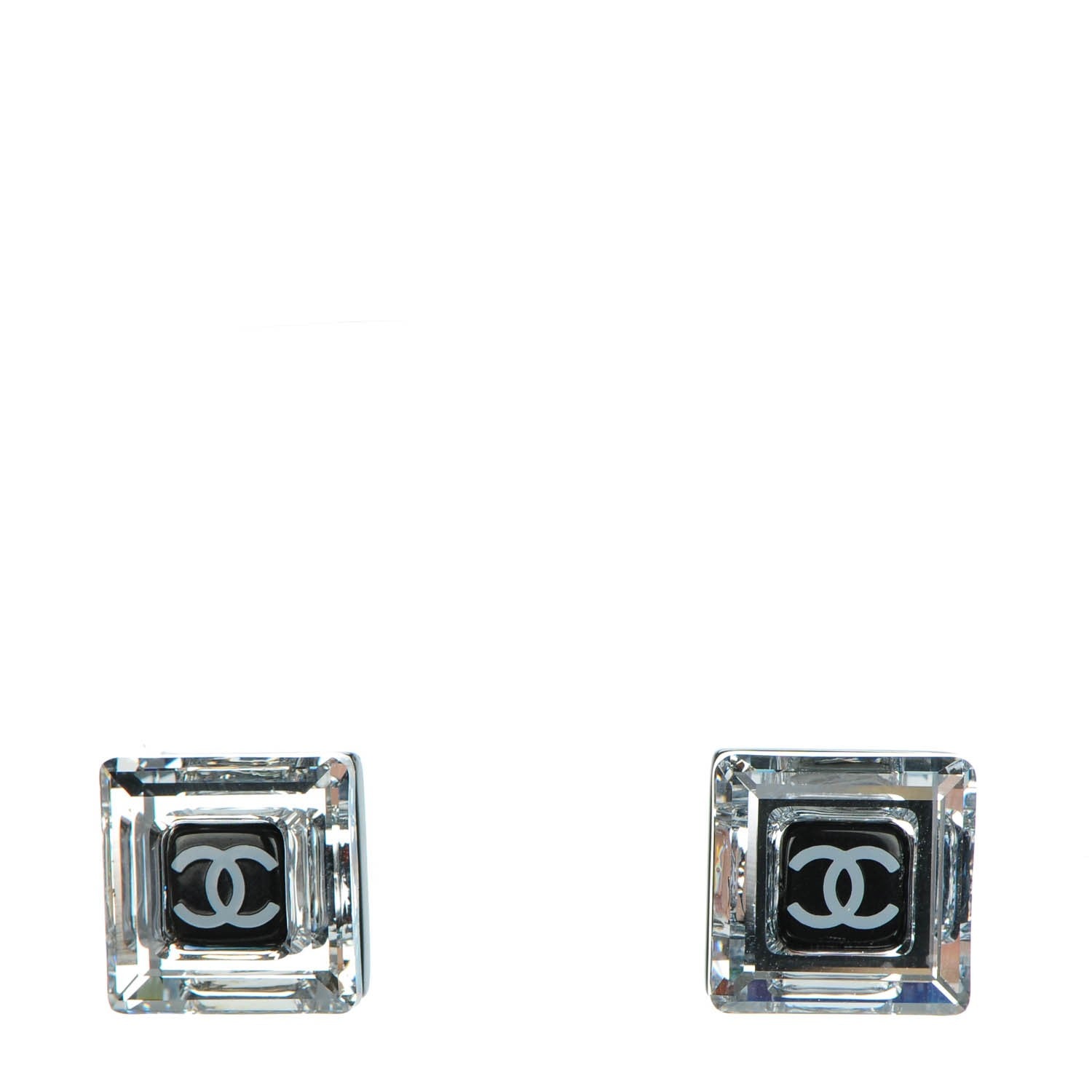 Chanel Crystal CC Square Charm Earrings 1 of 4