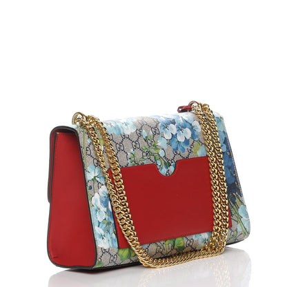 Gucci GG Supreme Monogram Blooms Medium Padlock Shoulder Bag Beige Blue Navy Hibiscus Red 4 of 8