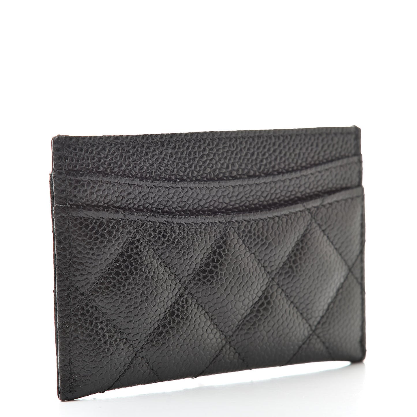 Caviar Quilted Card Holder Black