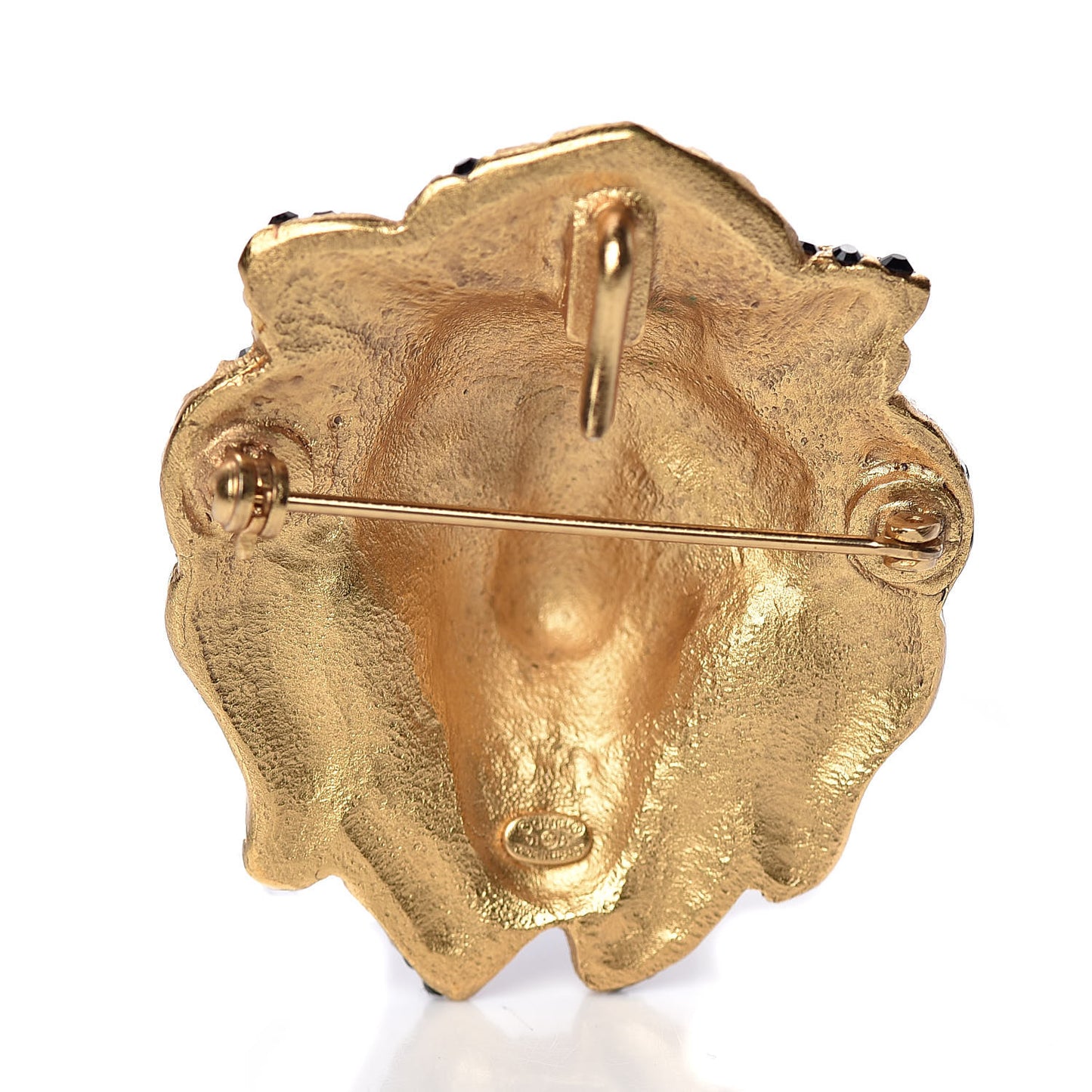 Crystal CC Lion Brooch Gold