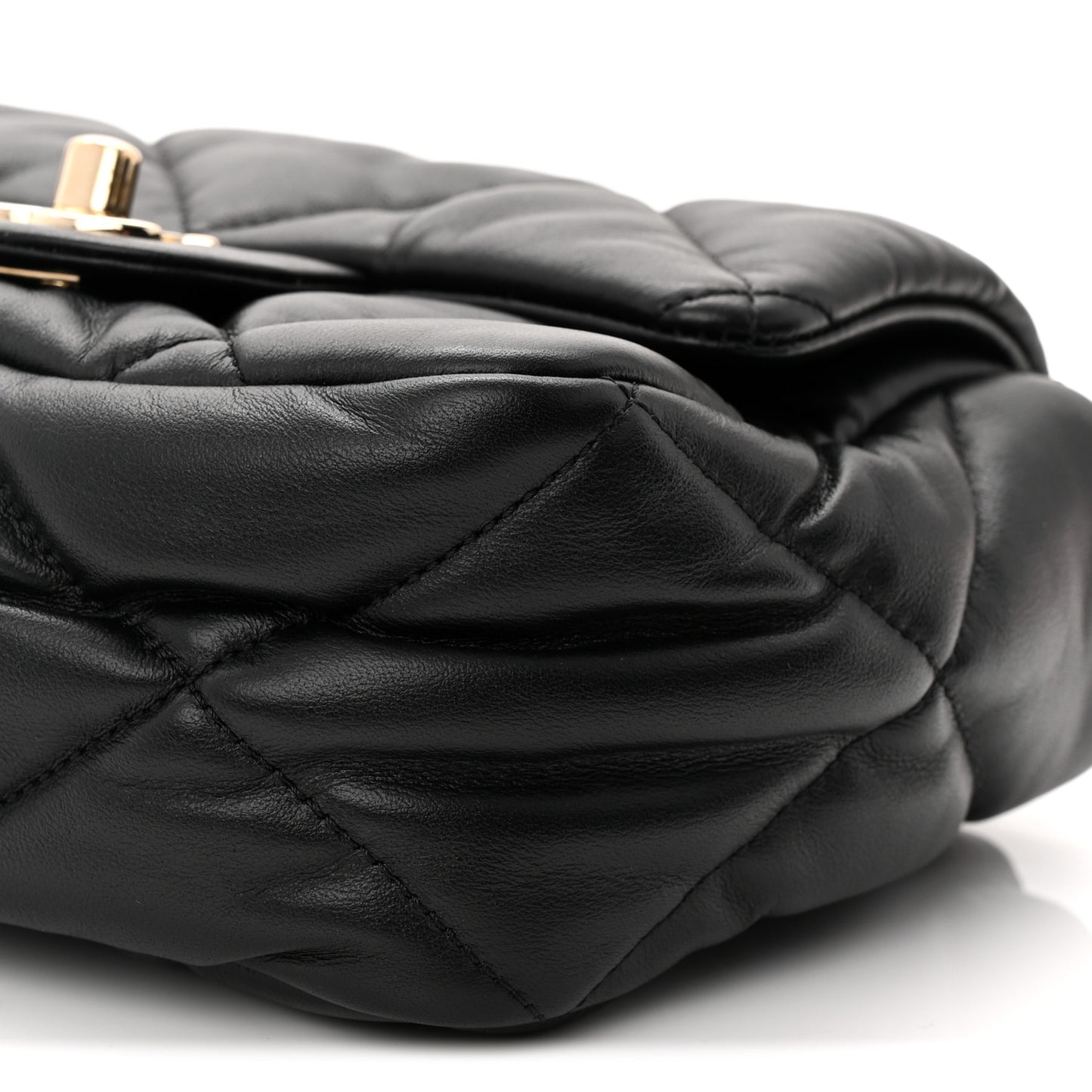 Calfskin Quilted Mini Square Bubbly Flap Black