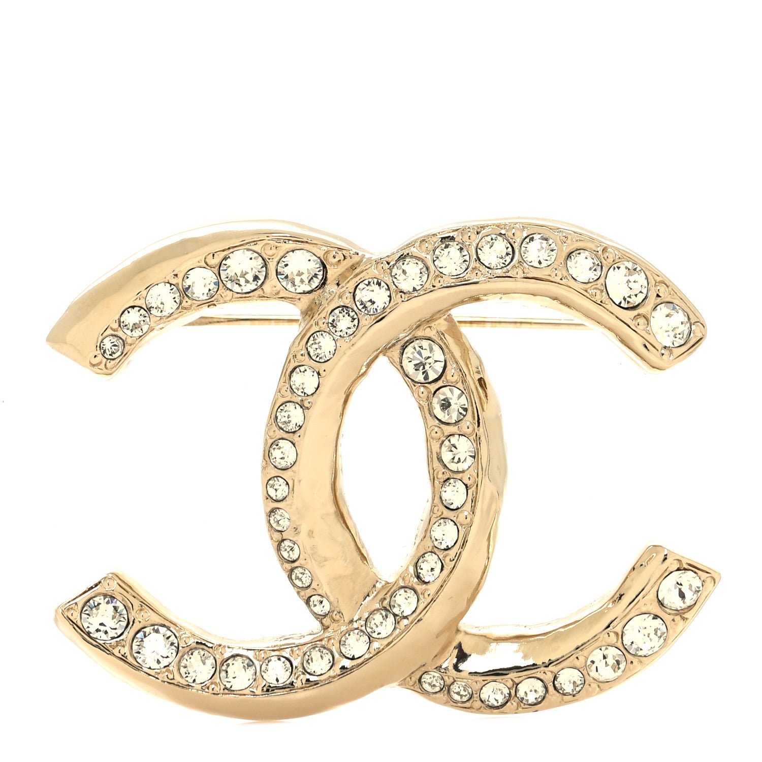 Chanel Metal Crystal CC Brooch Gold 1 of 4