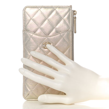 Chanel Iridescent Lambskin Quilted Classic iPhone Pouch Ivory 2 of 17