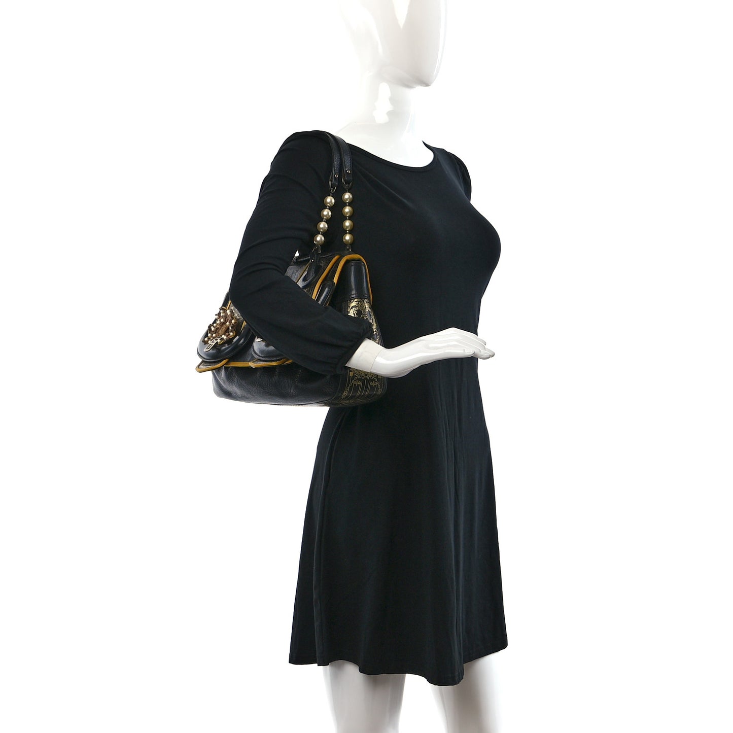 Calfskin Embellished B Bag Black