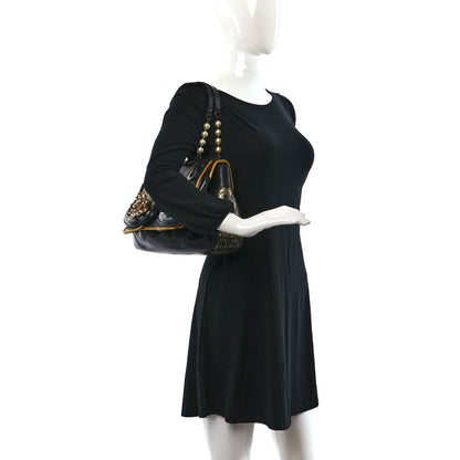 Fendi Calfskin Embellished B Bag Black 2 of 9