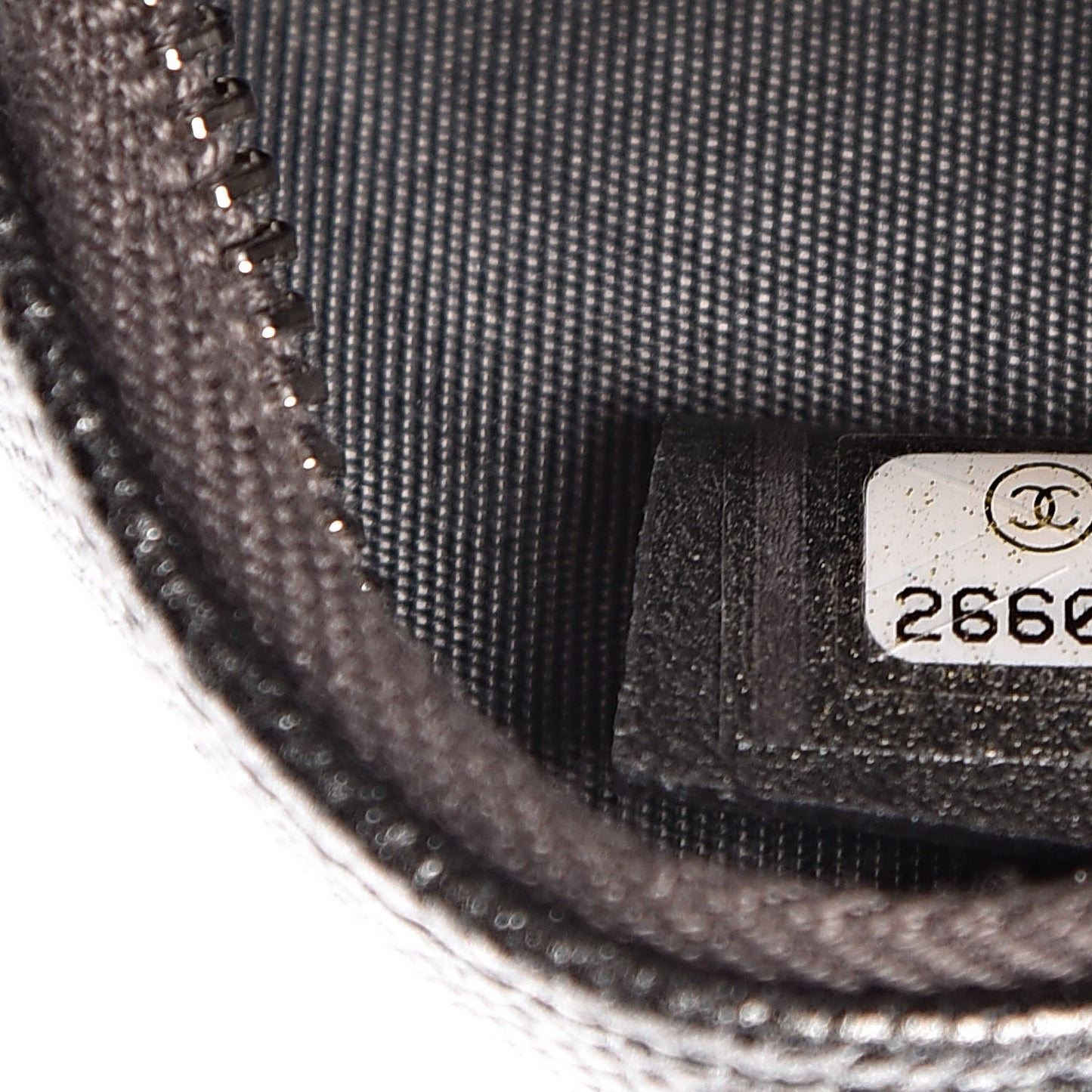 Metallic Caviar Quilted Round Filigree Crossbody Dark Silver