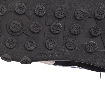 Chanel Nylon Calfskin CC Sneakers 40 Blue Black Grey 6 of 9