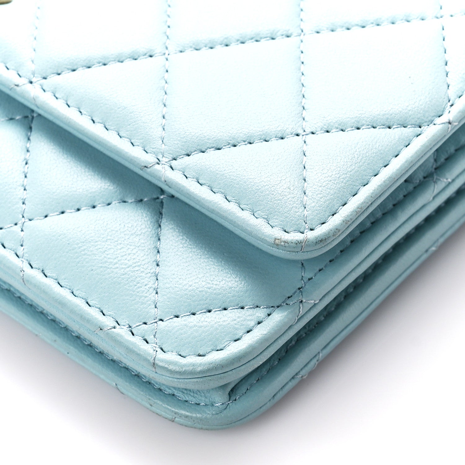 Chanel Lambskin Quilted Trendy CC Wallet On Chain WOC Light Blue 12 of 12