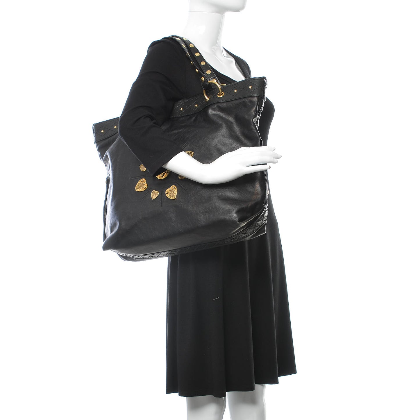 Calfskin Studded Medium Irina Tote Black