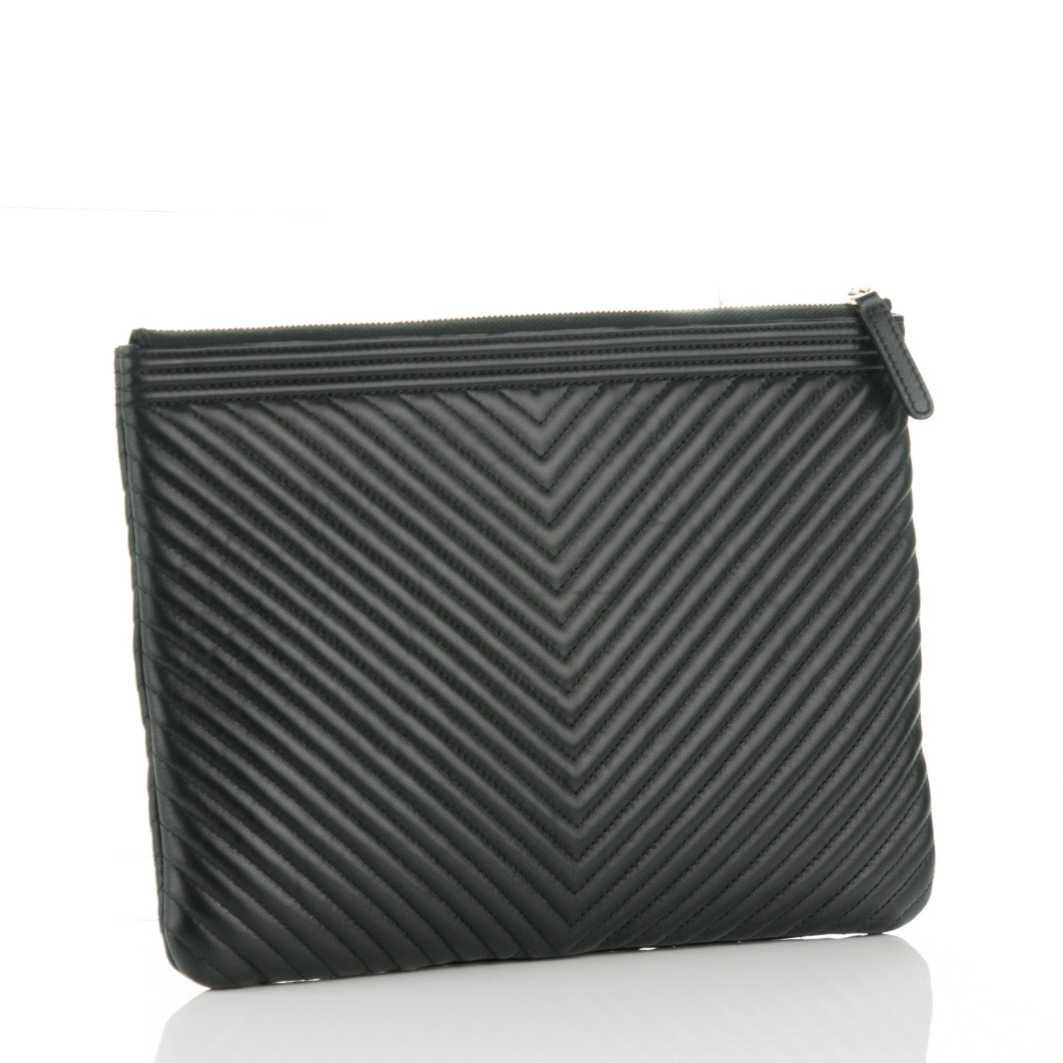 Chanel Calfskin Chevron Medium Boy Cosmetic Case Black 3 of 7