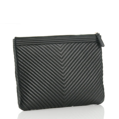 Chanel Calfskin Chevron Medium Boy Cosmetic Case Black 3 of 7