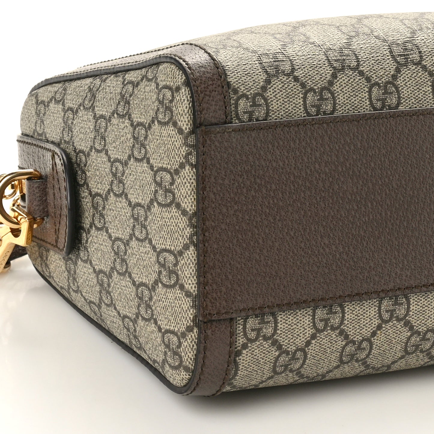 GG Supreme Monogram Textured Dollar Calfskin Web Medium Ophidia Boston Beige Ebony New Acero