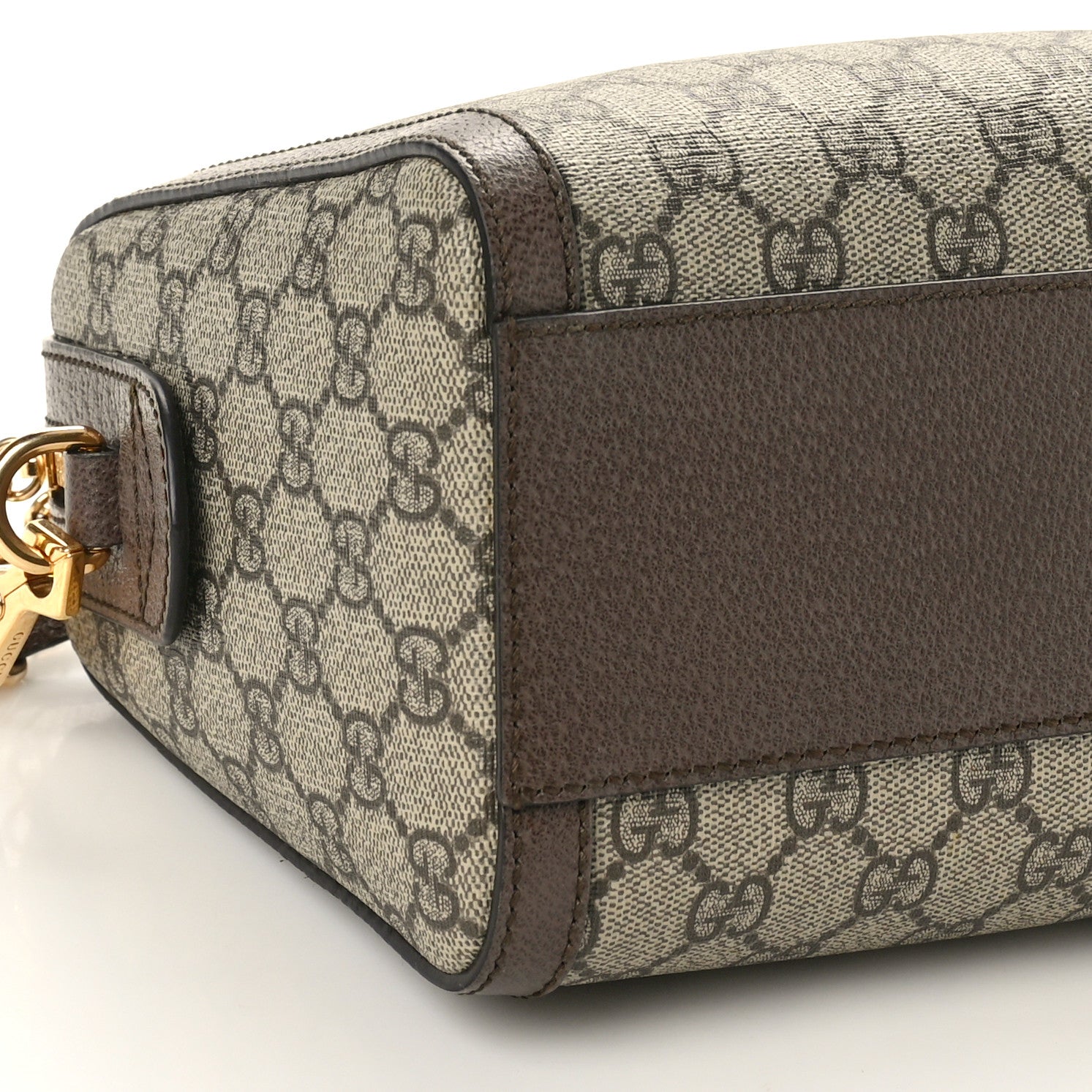 Gucci GG Supreme Monogram Textured Dollar Calfskin Web Medium Ophidia Boston Beige Ebony New Acero 9 of 10