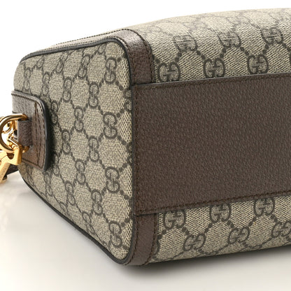 Gucci GG Supreme Monogram Textured Dollar Calfskin Web Medium Ophidia Boston Beige Ebony New Acero 9 of 10