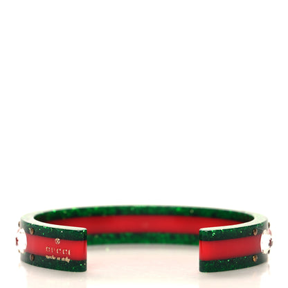 Gucci Crystal Web Cuff 18 Green Red 3 of 4
