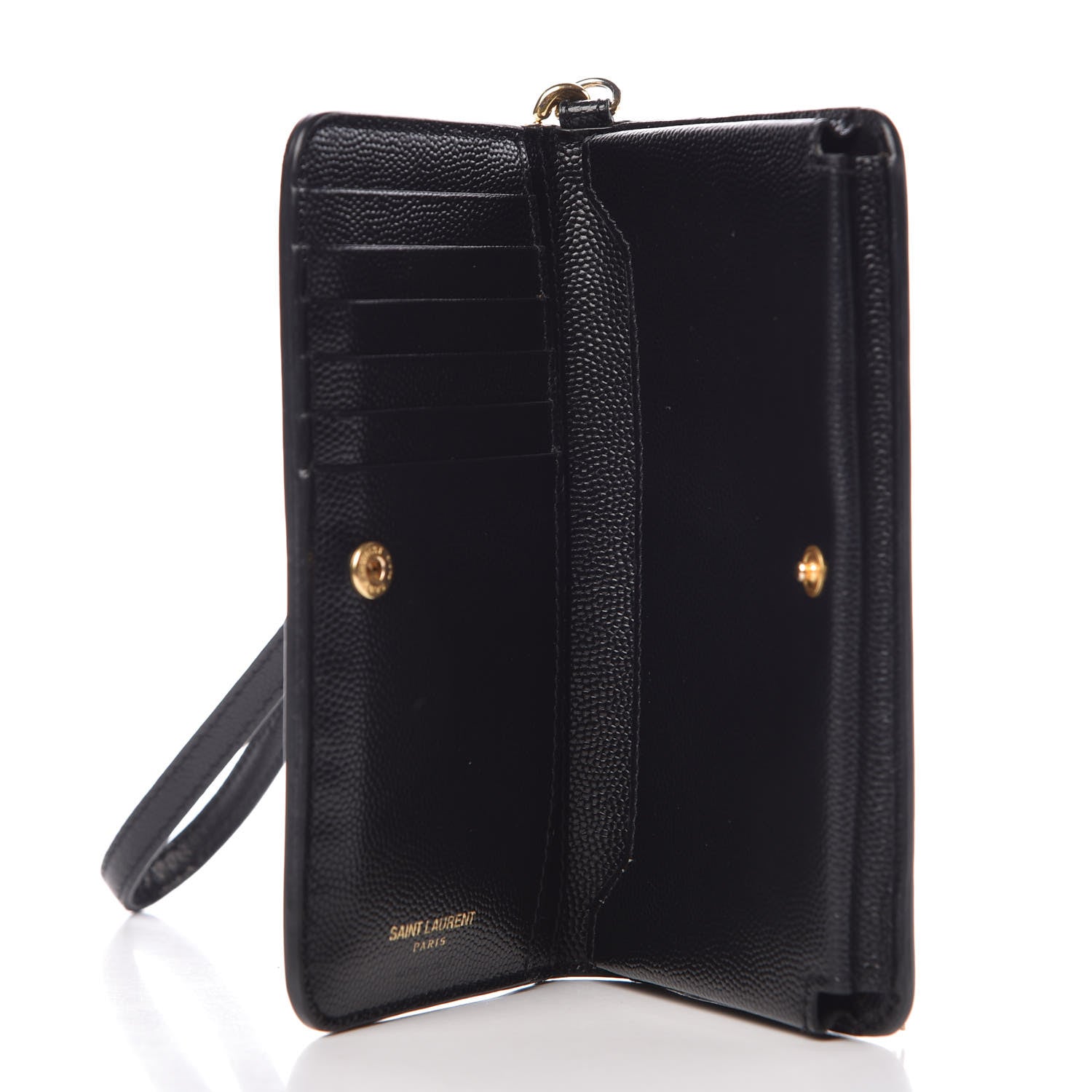 Saint Laurent Grain De Poudre Matelasse Monogram Phone Wallet Black 5 of 11