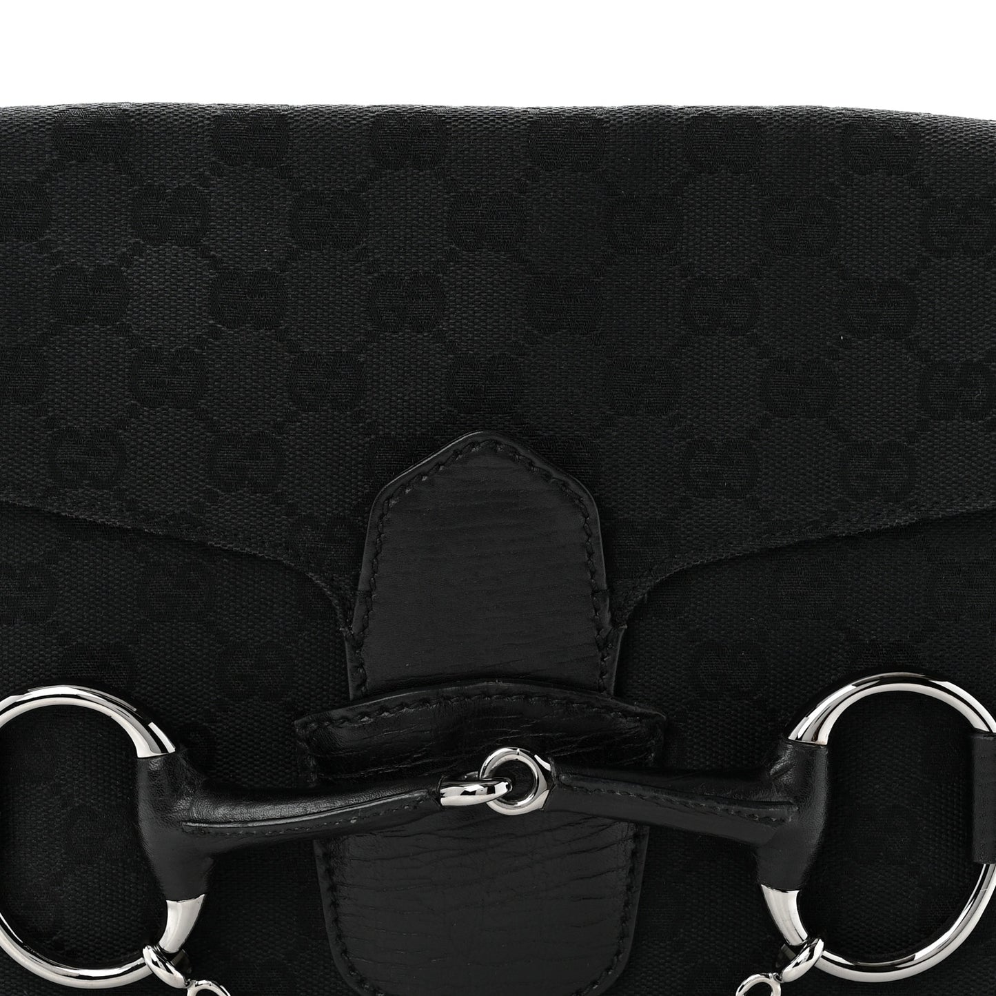 Monogram Horsebit Chain Flap Shoulder Bag Black