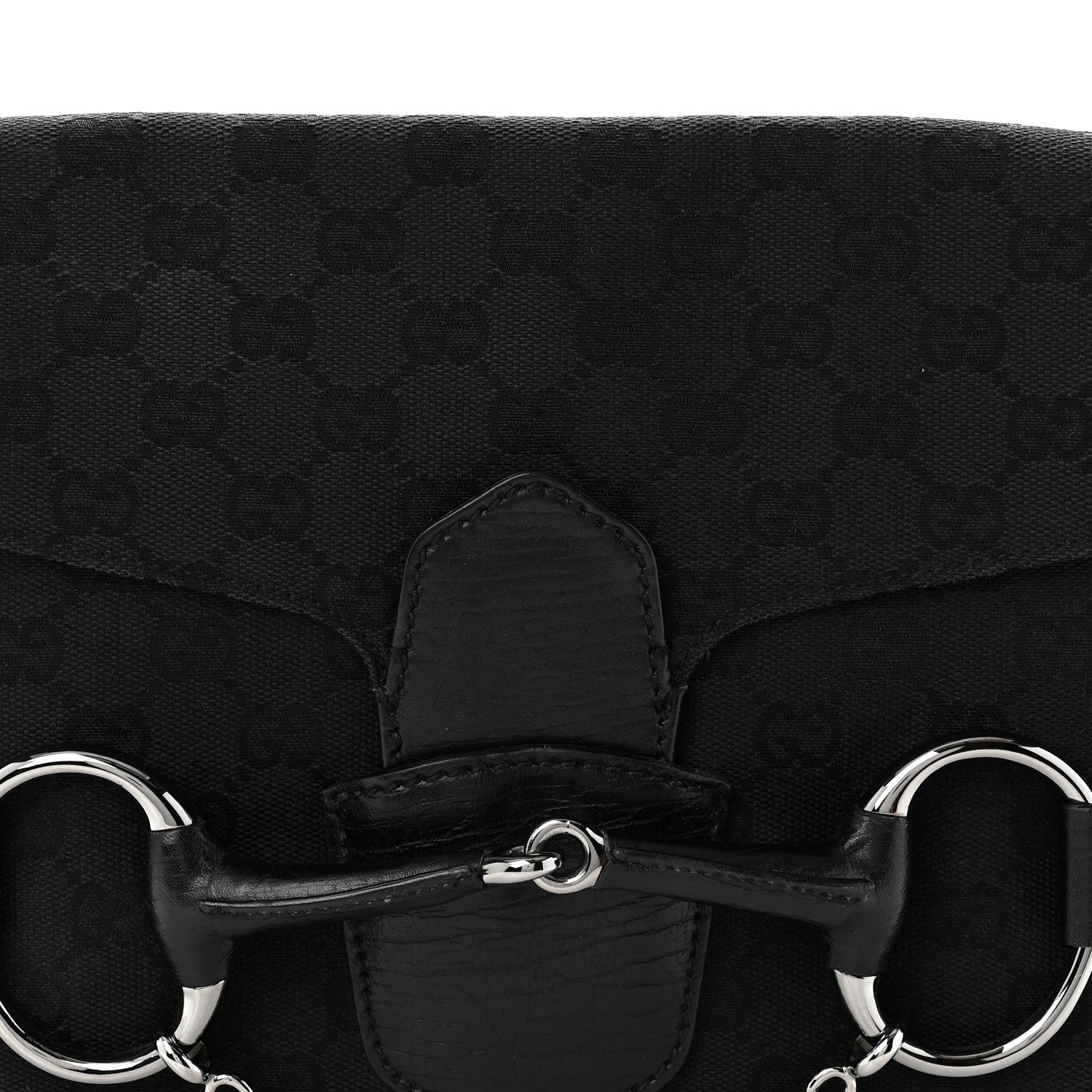 Gucci Monogram Horsebit Chain Flap Shoulder Bag Black 8 of 10
