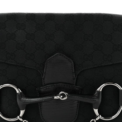 Gucci Monogram Horsebit Chain Flap Shoulder Bag Black 8 of 10